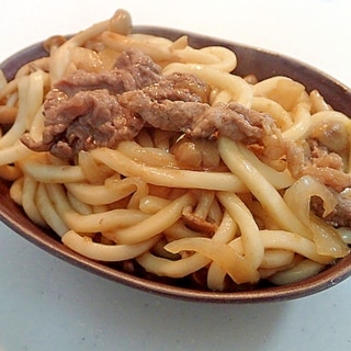 プルコギのたれで　牛肉と野菜の焼き饂飩